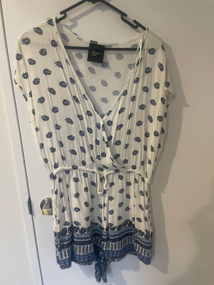 White/blue Playsuit
