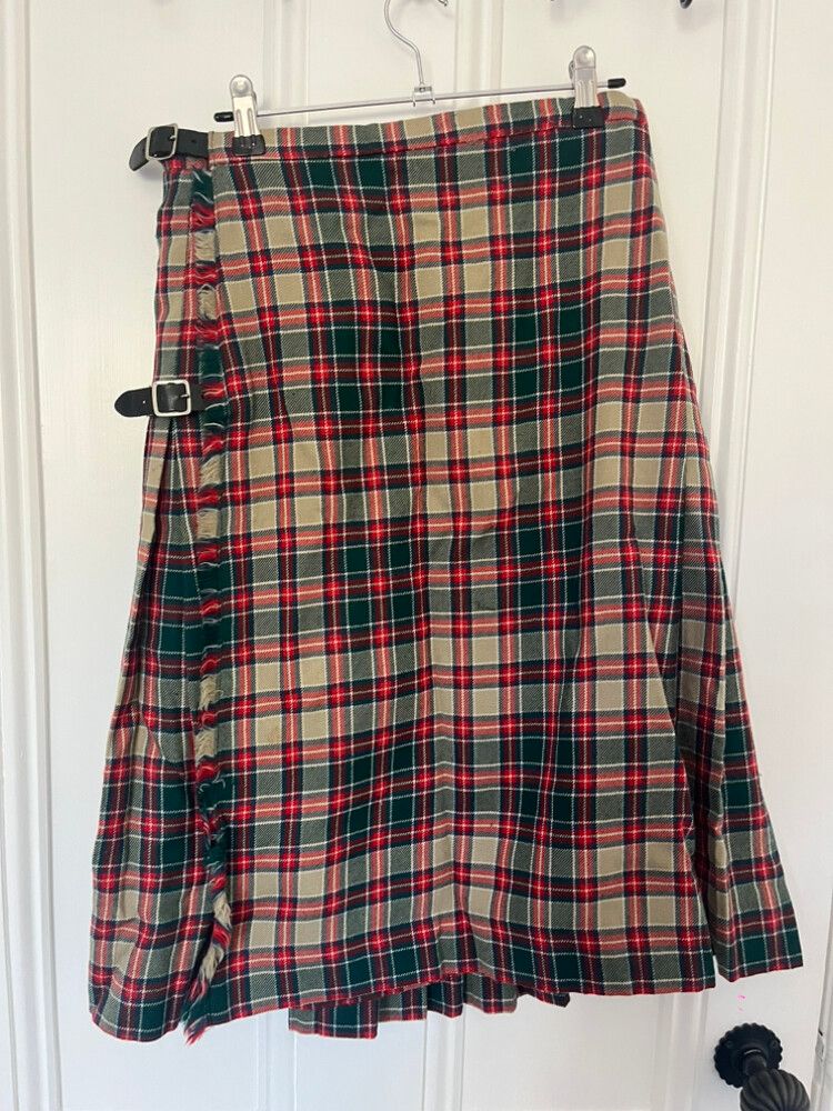 Tartan yellow/green/red Plaid Wool Kilt