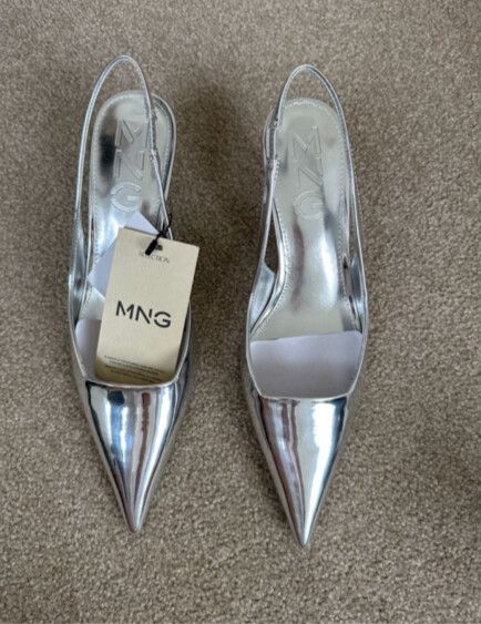 Mango Silver Slingbacks