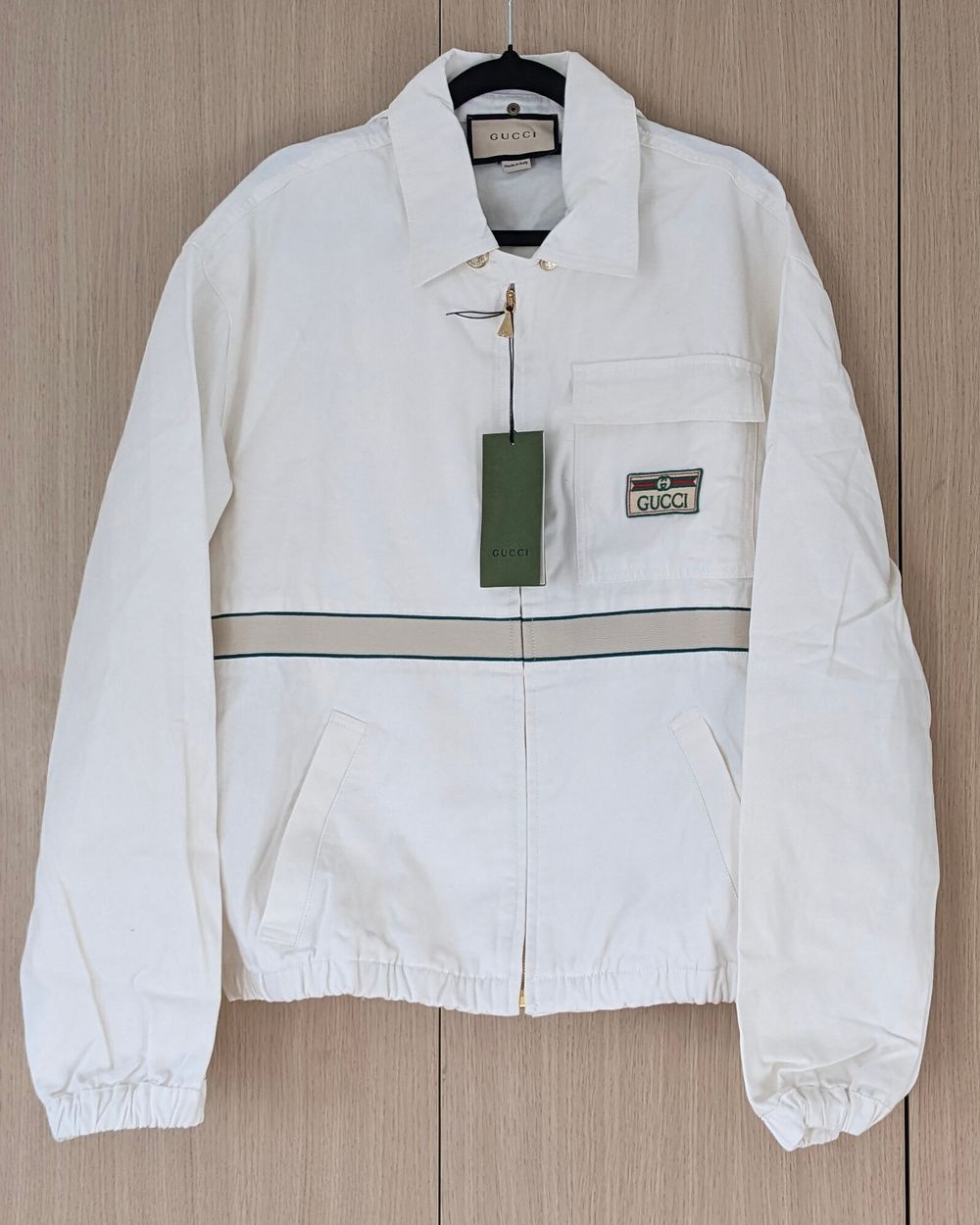 Gucci White Zip Up Cotton Jacket