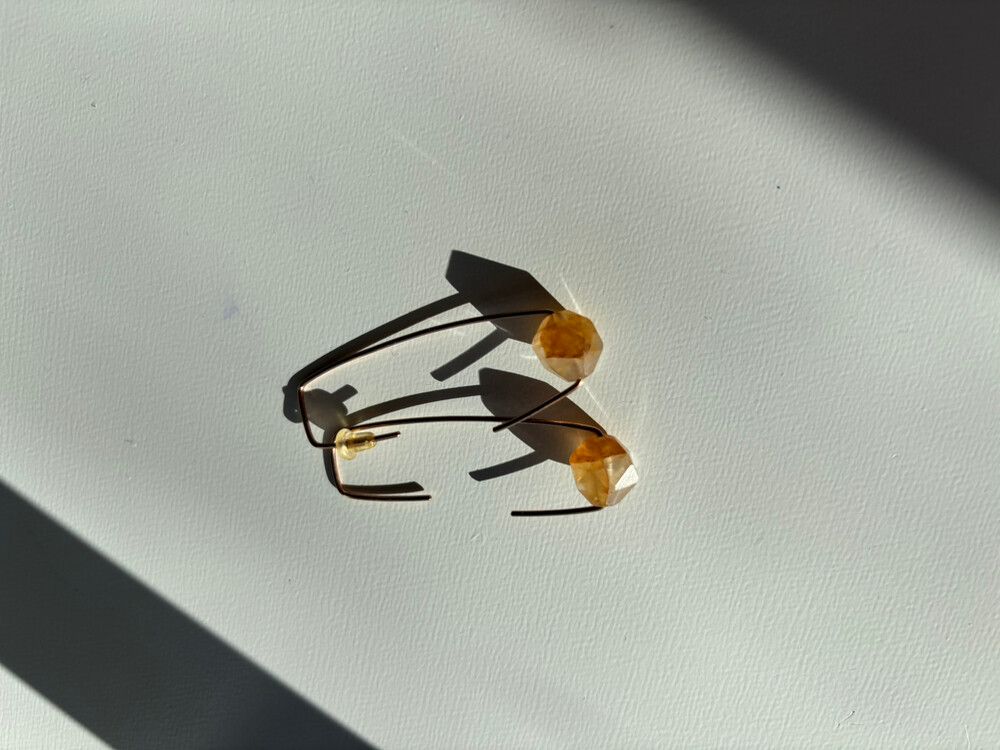 Elemental Jewellery Geometric citrine and gold  Earrings