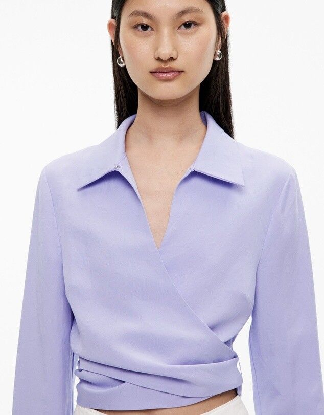 Witchery Long Sleeve Tie Crop Shirt Size 12 New