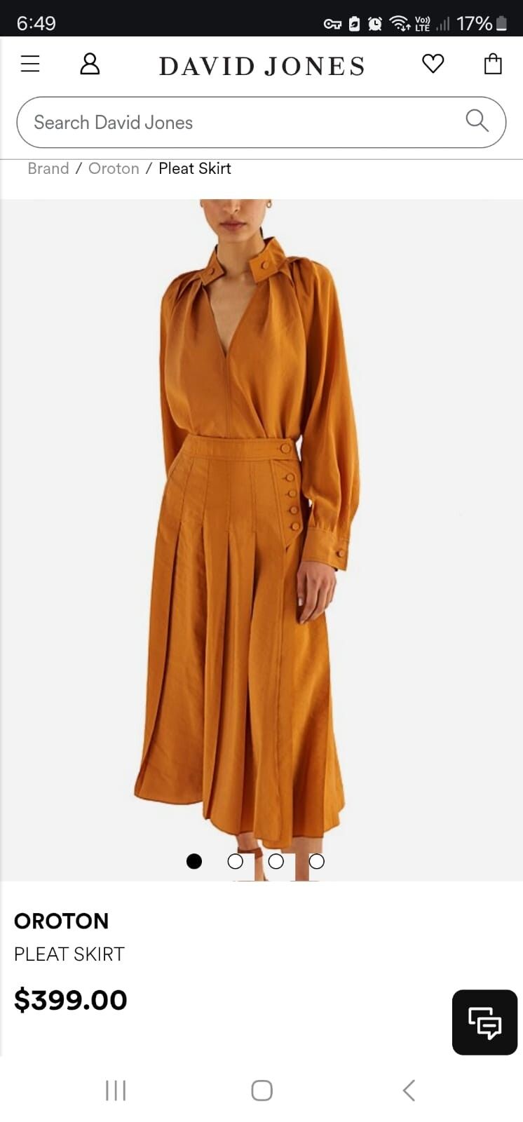 Oroton skirt & top set size 12 new