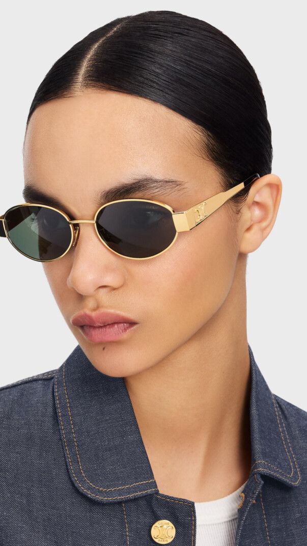 Triomphe Metal 01 Sunglasses in Metal Gold/ Green
