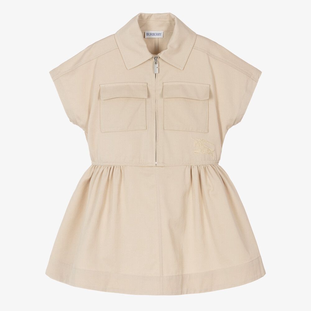 Girls Beige Collared EKD Dress