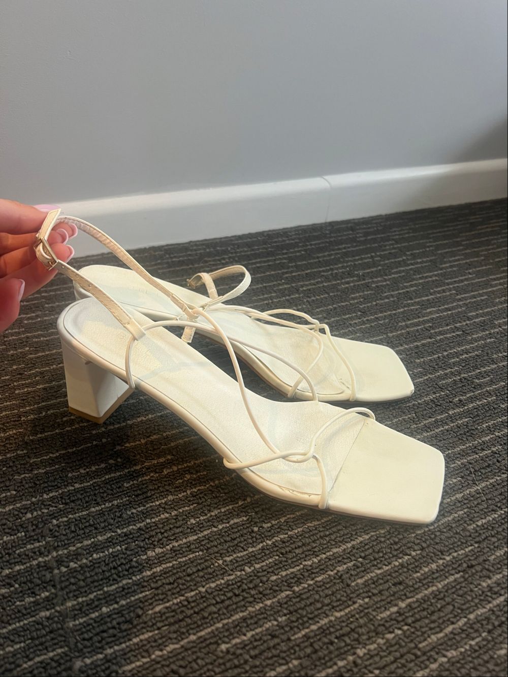 Billini white strappy heels