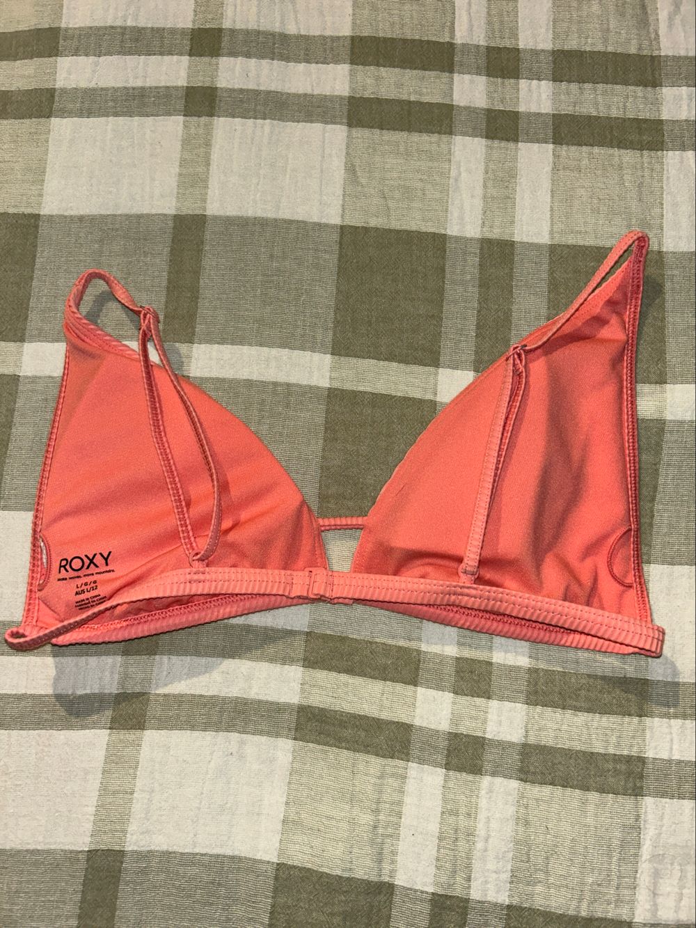 Roxy Pink Ribbed Triangle Bikini Top
