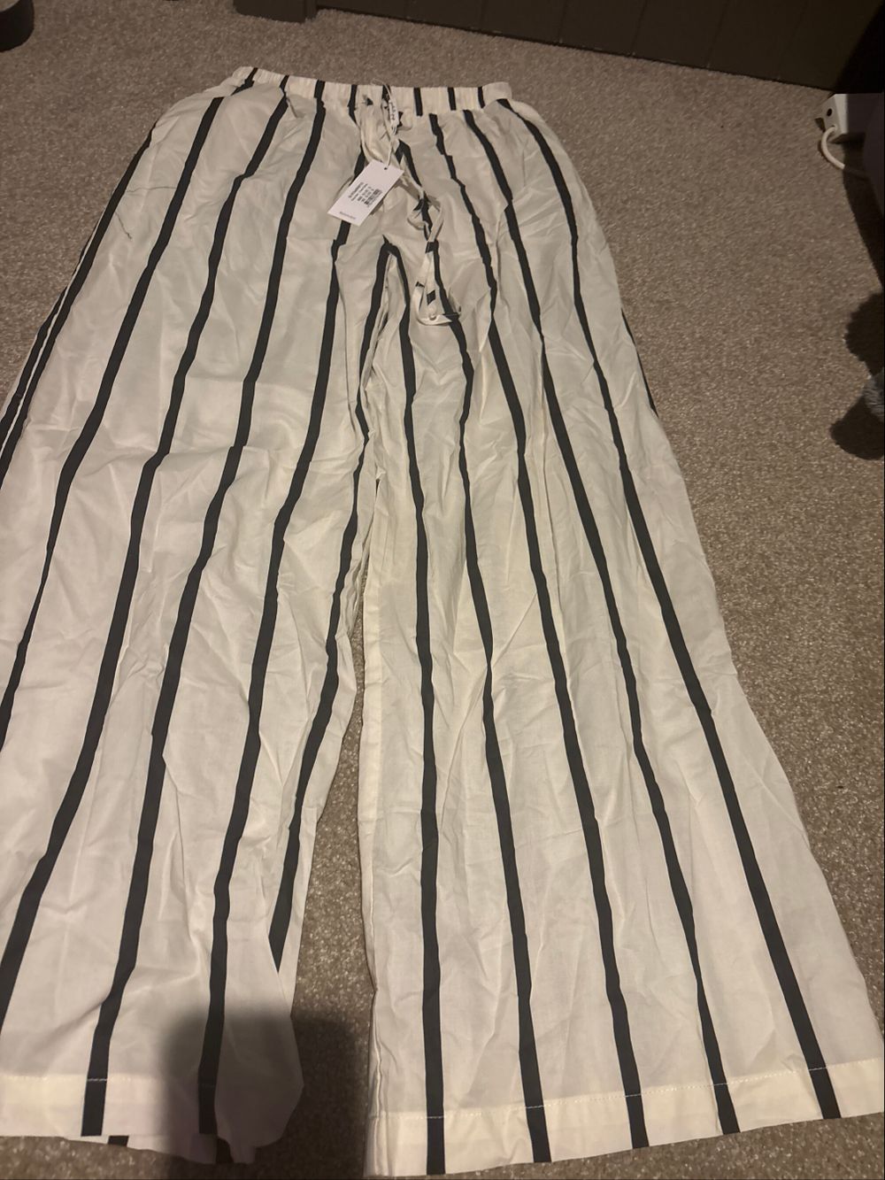 Petal + Pup White/Cream And Black Striped Pants