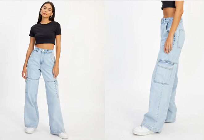 Glassons - High Rise Wide Leg Cargo Puddle Jean on Designer Wardrobe