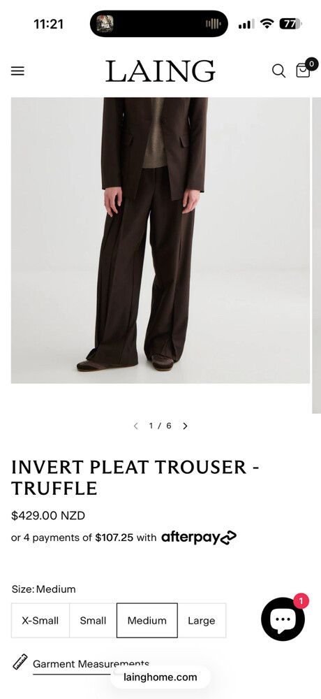 LAING Invert Pleat Pant, Truffle Small