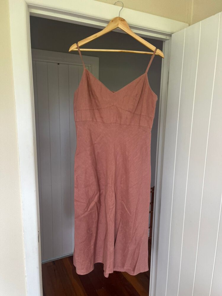 dusty pink linen dress