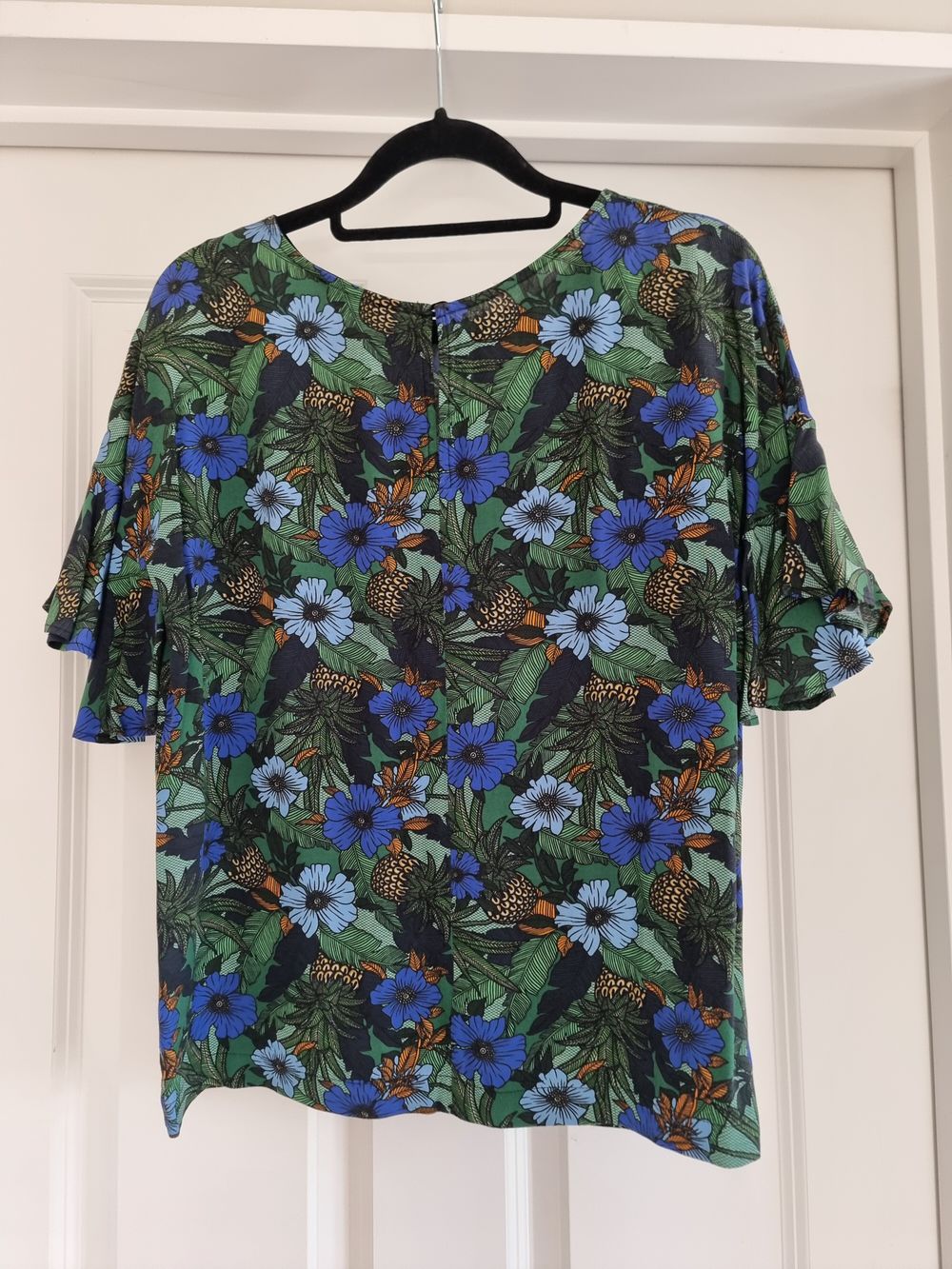 Green & Blue Floral Print Top