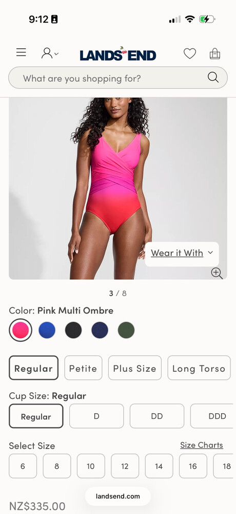 Lands' End Pink Ombre Swimsuit