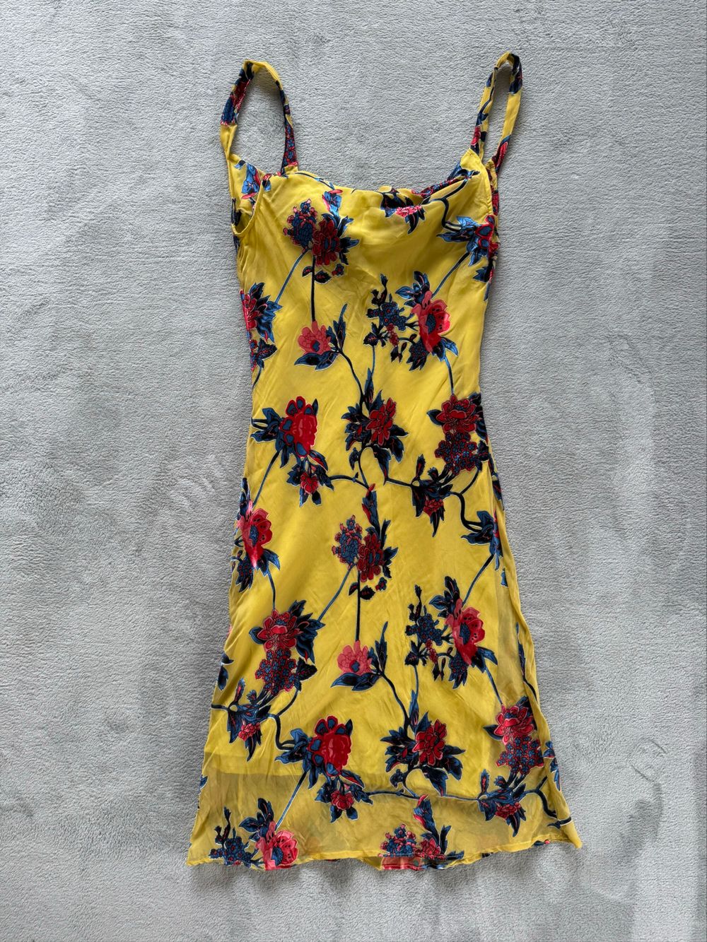 Yellow Floral Cowl Neck Dress