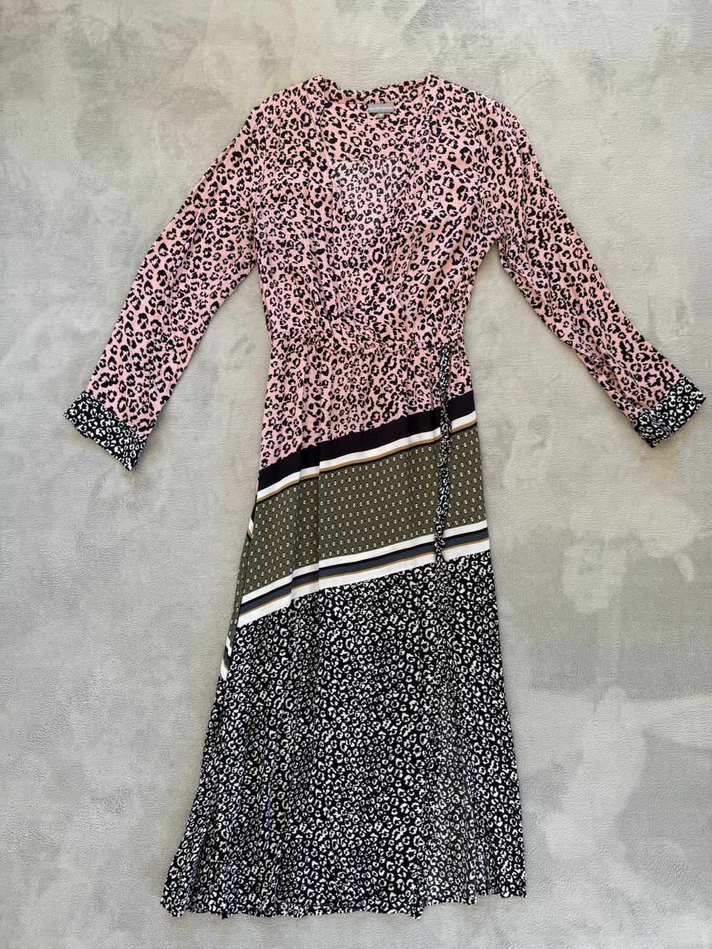 Oliver Bonas Pink Leopard Print Midi Dress