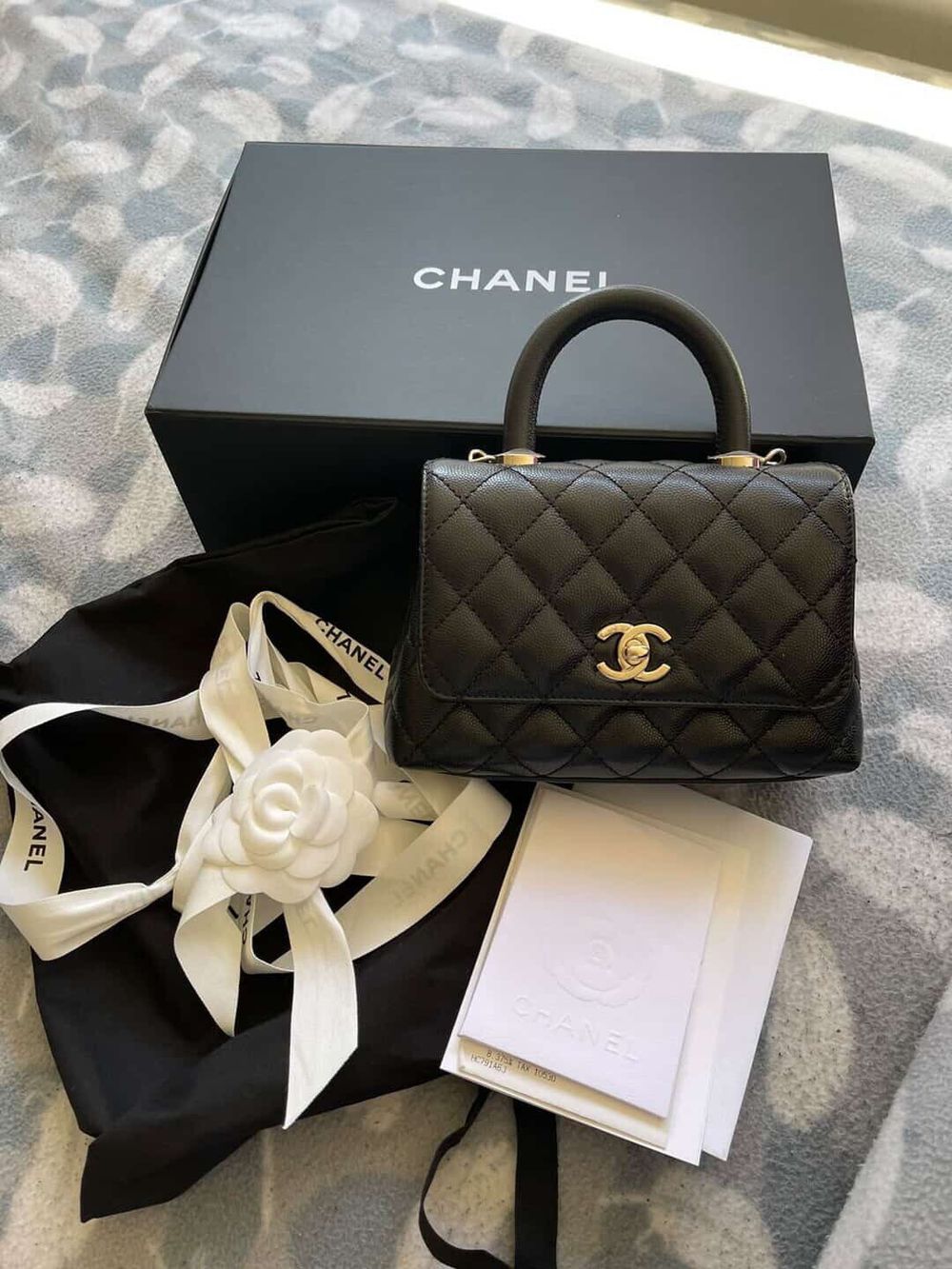 CHANEL Black Quilted Handle Bag