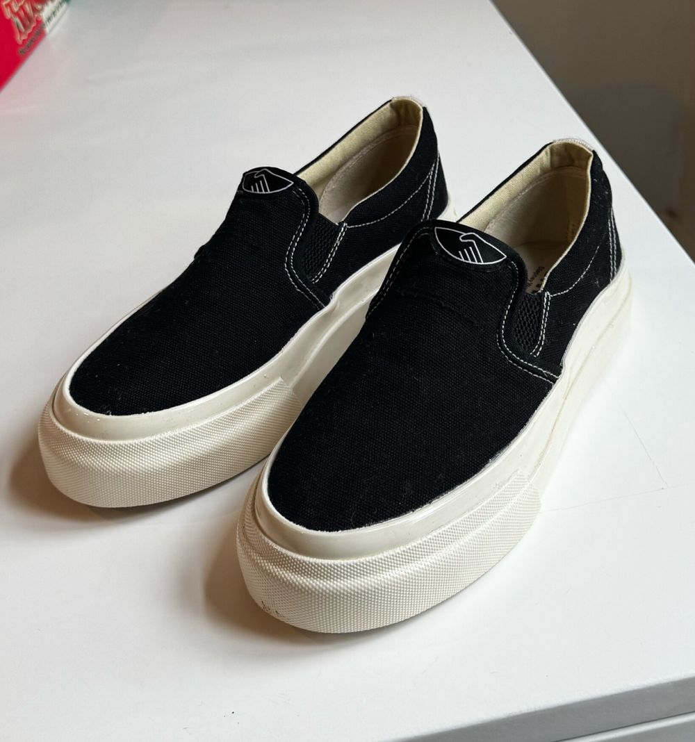 S.W.C Black Canvas Slip-On Sneakers