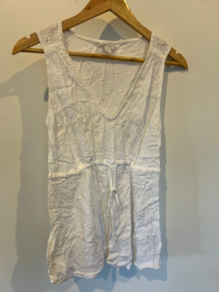 Ghost White Y2K Embroidered Top