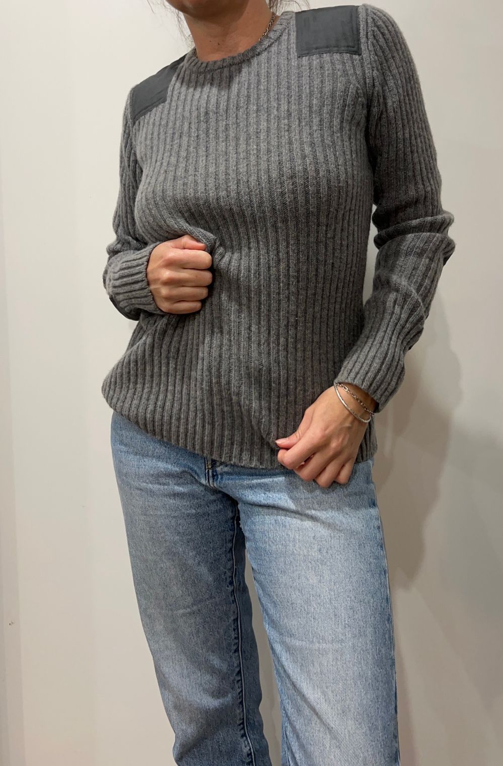 L.L.Bean Grey Merino Lambswool Commando Sweater