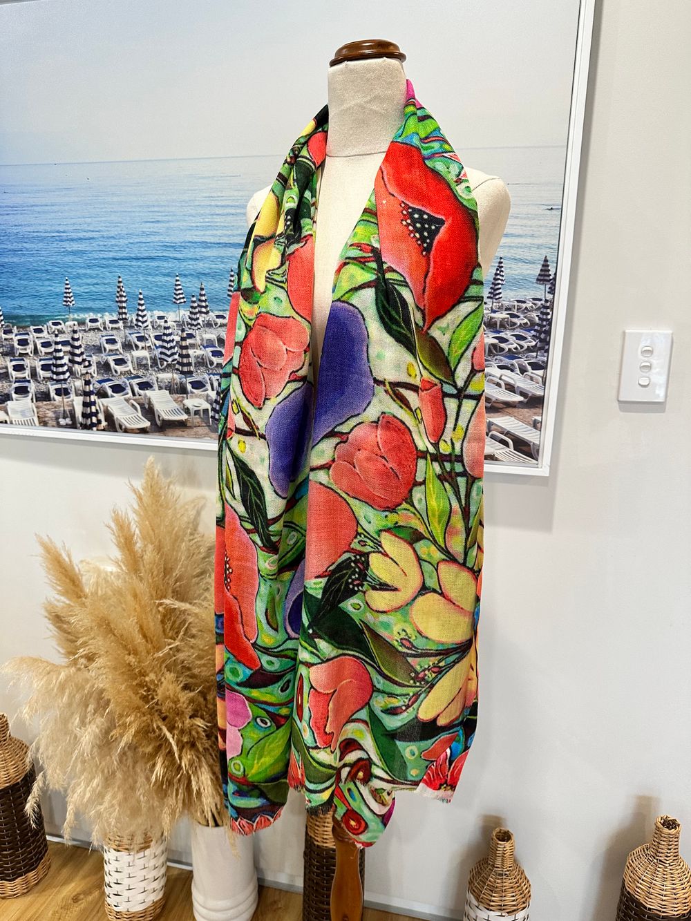 Vibrant Poppies Lightweight Scarf – Colorful Floral Fashion Scarf for Women