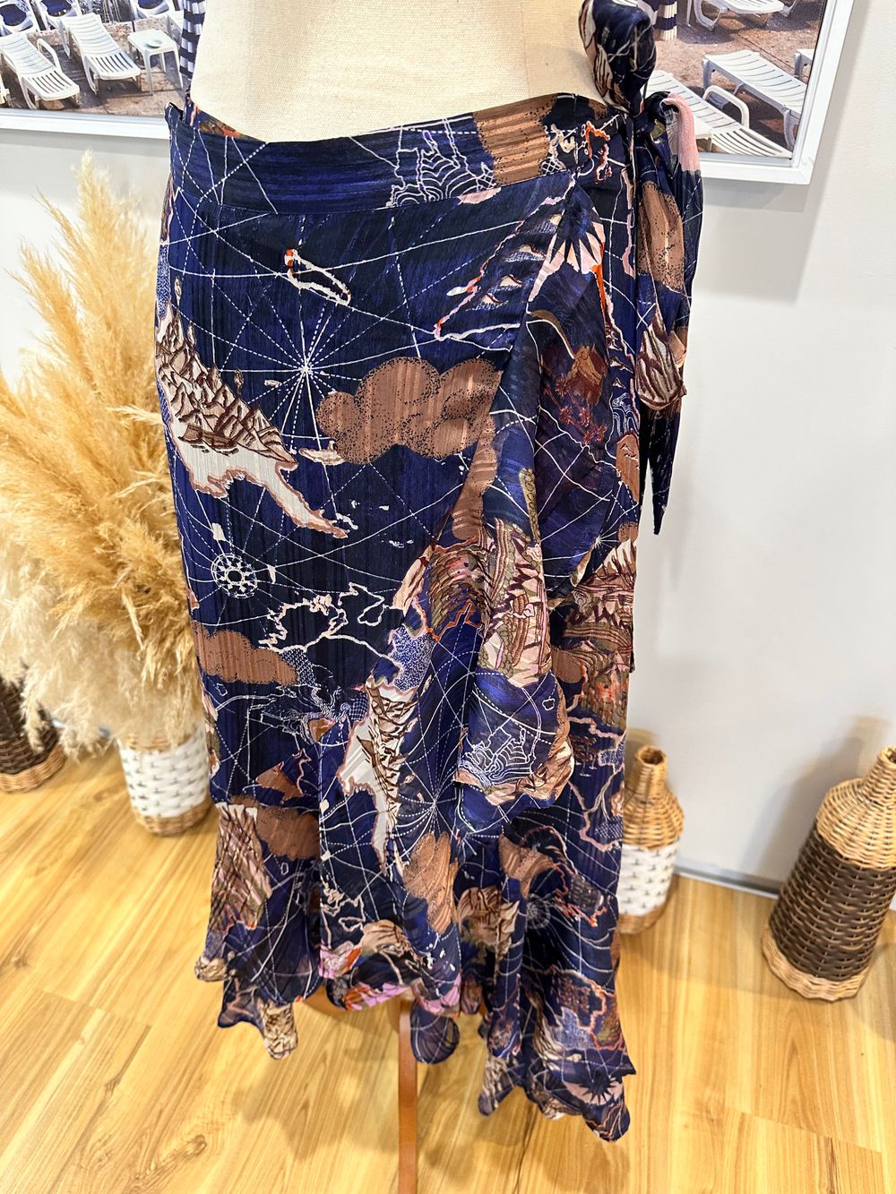 Scotch & Soda Wrap Skirt – Blue Tones Stylish Women’s Casual Skirt Medium