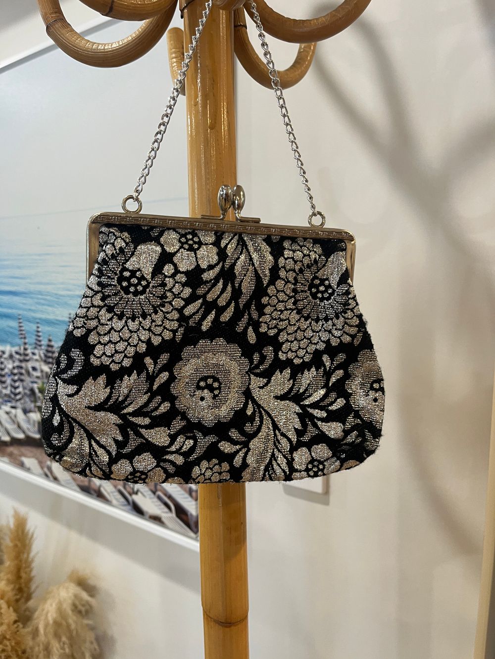Vintage Black & Silver Clutch – Elegant Evening Bag