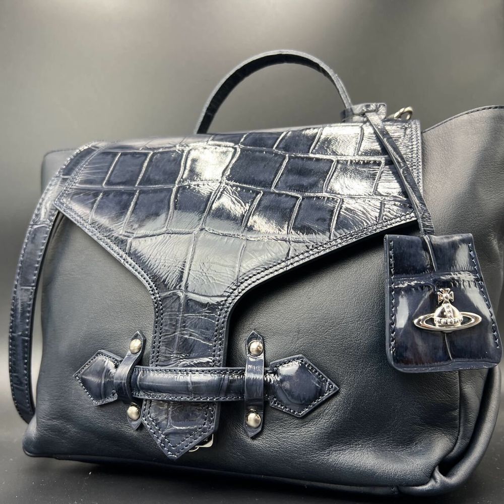 Rare! Vivienne Westwood Archival Croc Embossed Gothic Shoulder Crossbody Bag #40