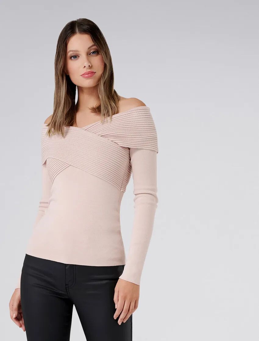 FOREVER NEW Wanda Cross Front Knit Top Sweater Jumper