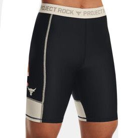 UNDER ARMOUR Project Rock Black White Compression Bike Shorts Tights NWT