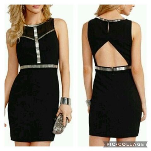 GUESS BY MARCIANO Cheyenne Embellished Jet Black Dress RRP$228