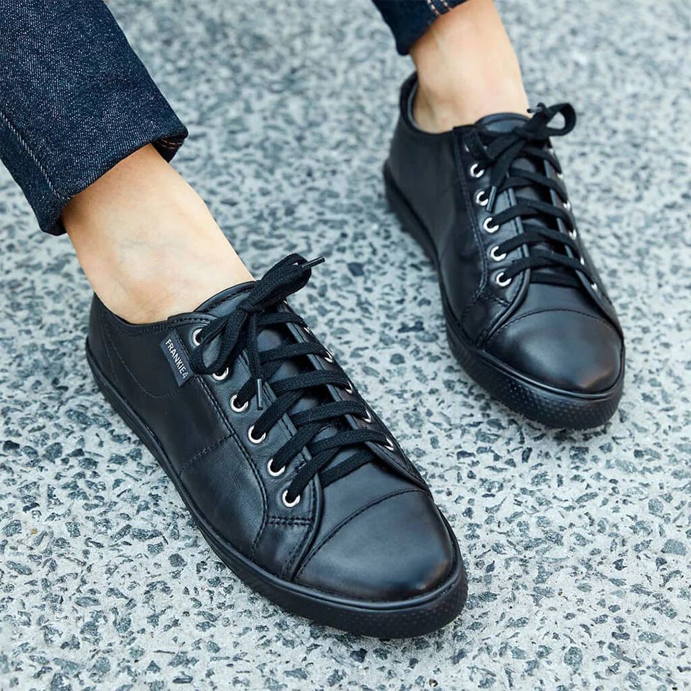 FRANKIE4 Nat Black Leather Arch Support Sneakers