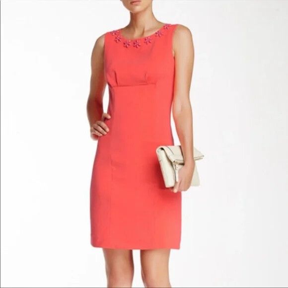 KATE SPADE New York Floral Cluster Bejewelled Coral Pink Diana Dress RRP$398USD