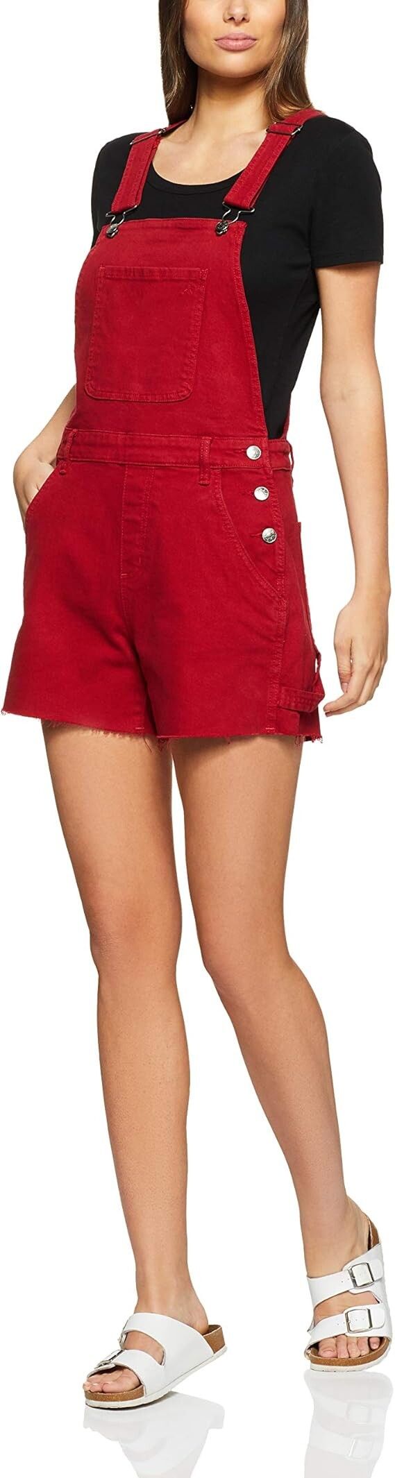 RIDERS BY LEE Utility Dungarees Short Reborn Red Denim Overalls