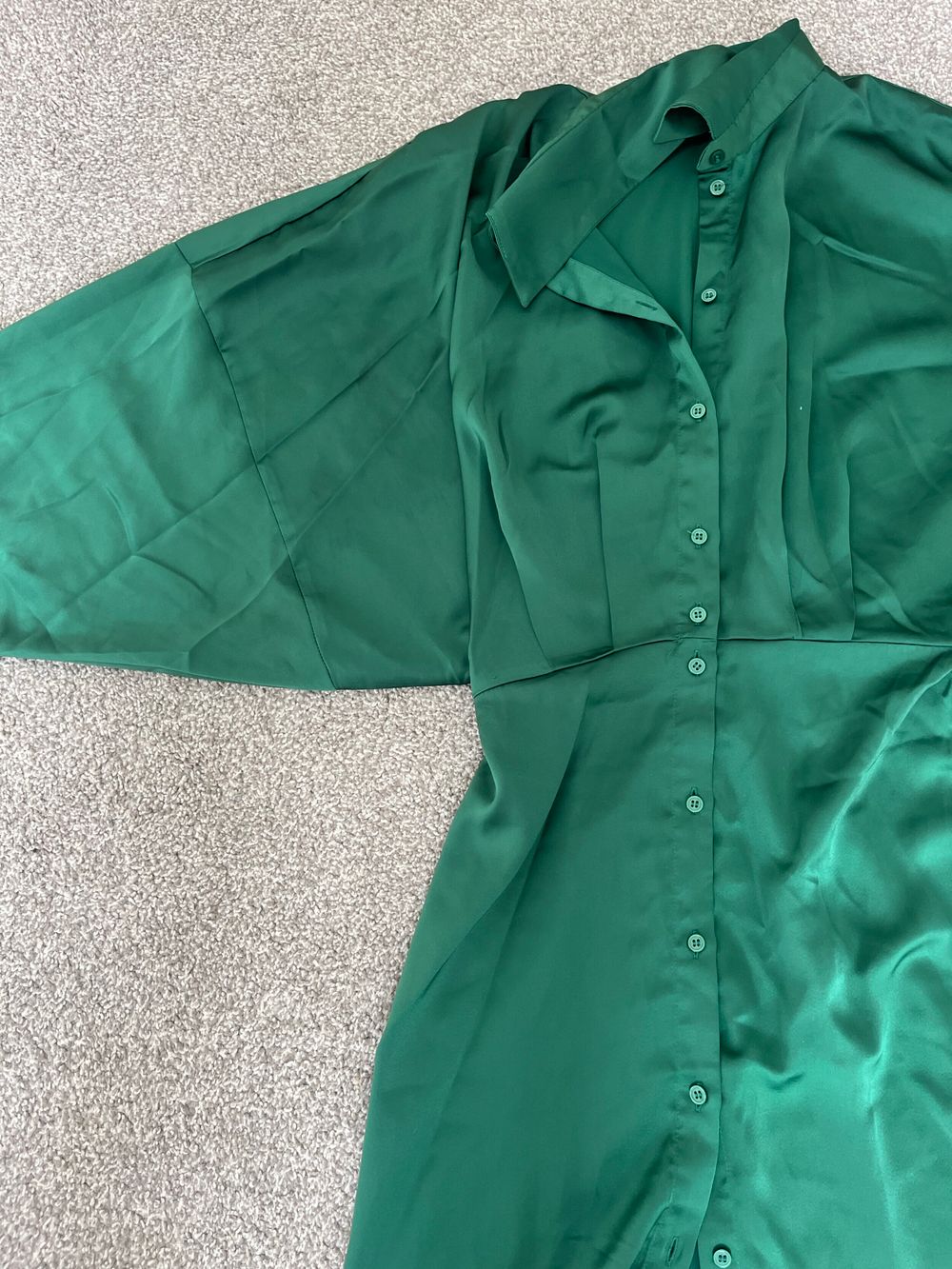 h&m green button down dress formal satin dress with long sleeves