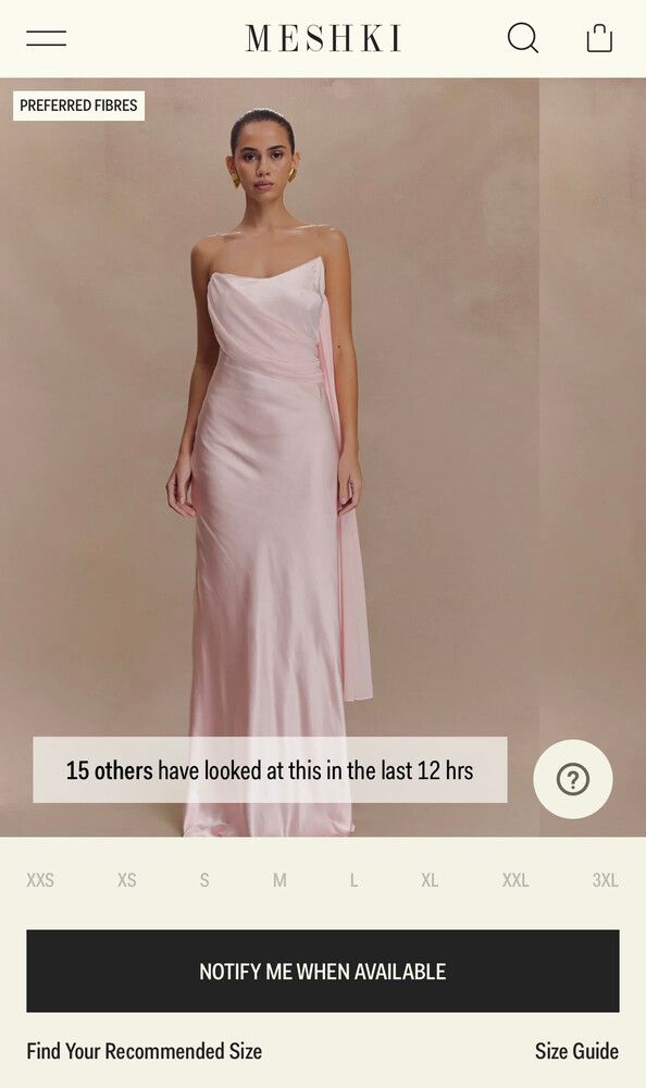 strapless open back dress Carah Satin and Chiffon Maxi Dress / Pale Pink | Meshki main image 0