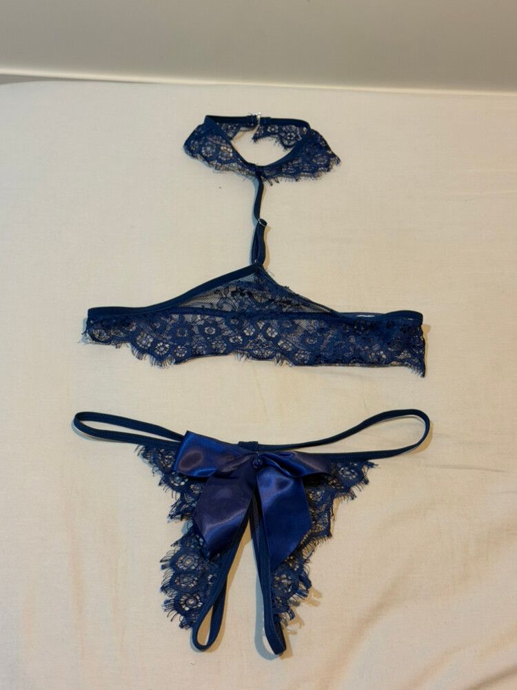 sexy blue lingerie lace set