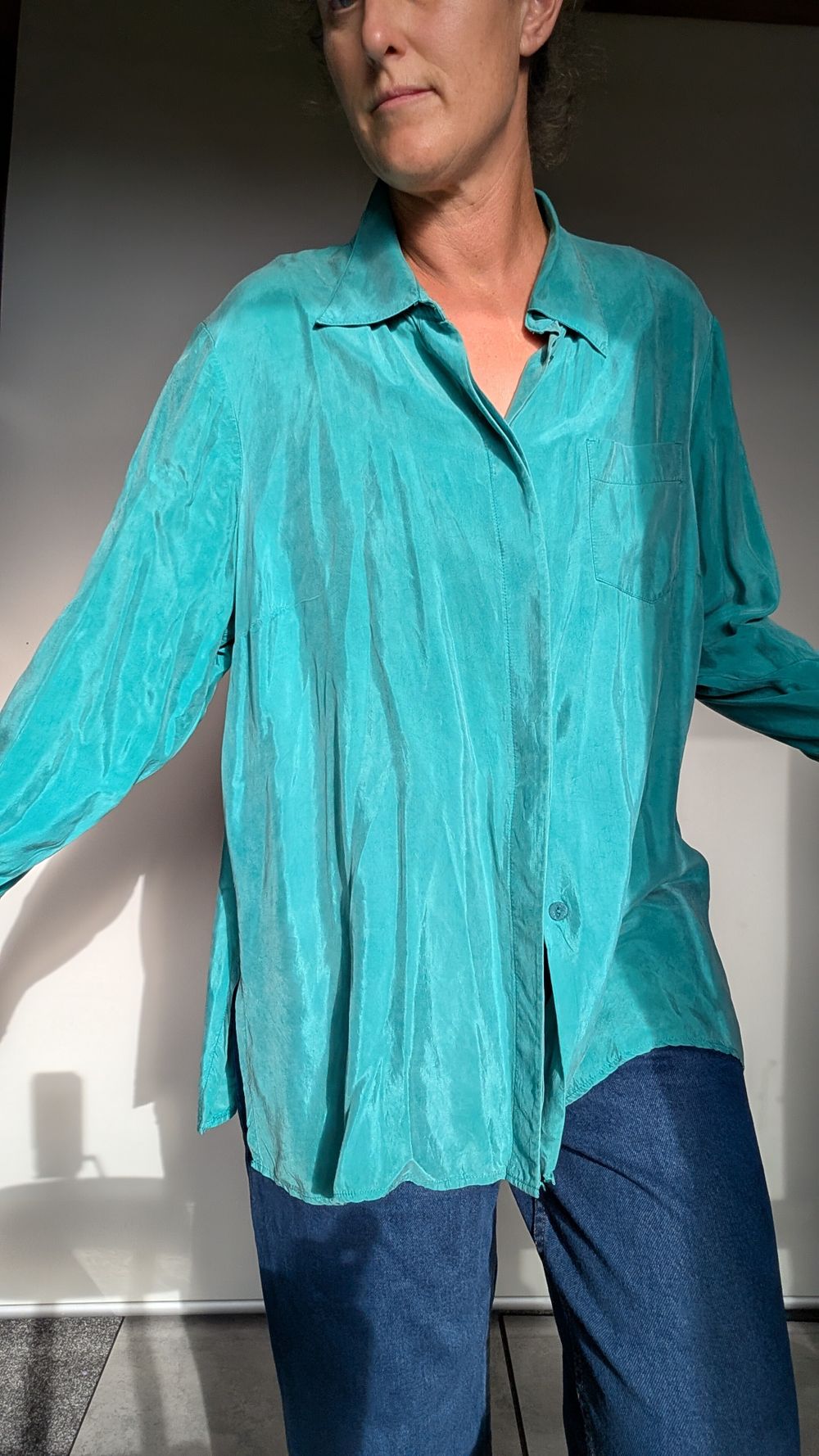 Teal Cupro silky  shirt  // 20