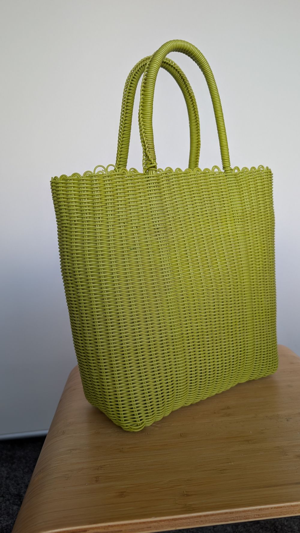 Green woven bag