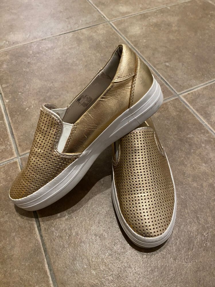 Golden leather Deuce slip on sneakers. 38/7