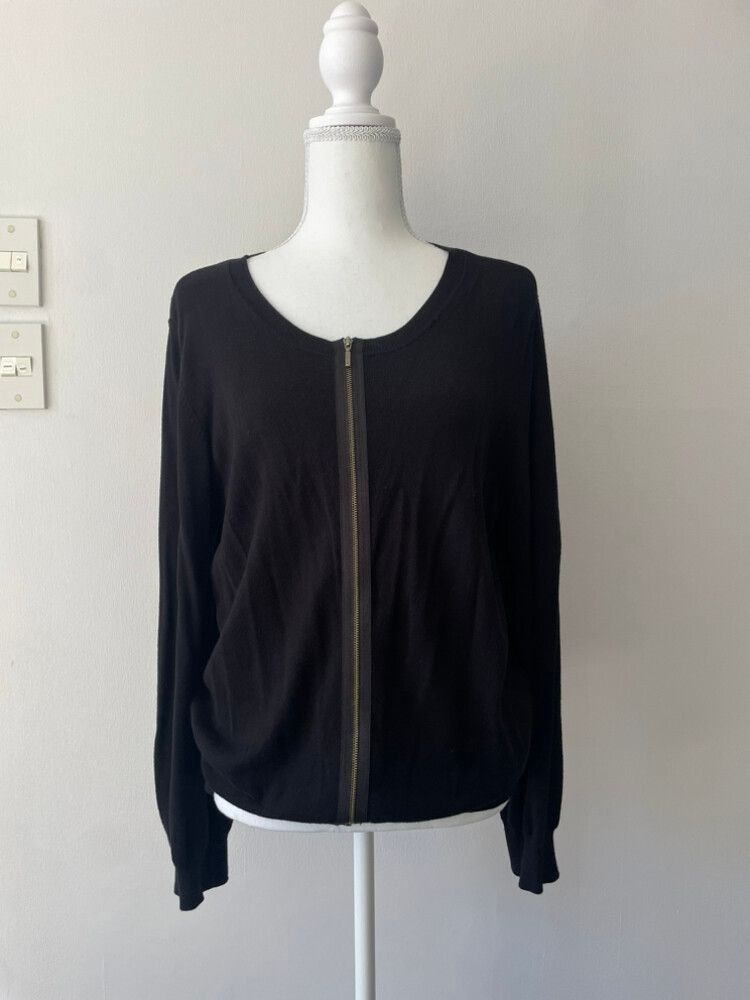 Sussan Black Knit Zip Cardigan XL