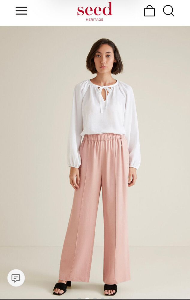 SEED Wide Leg Trousers Blush Pink S