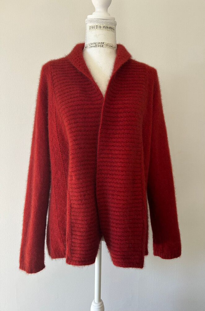 KORU NZ Luxury Possum Merino Silk Cardigan - Size S - Rata Red