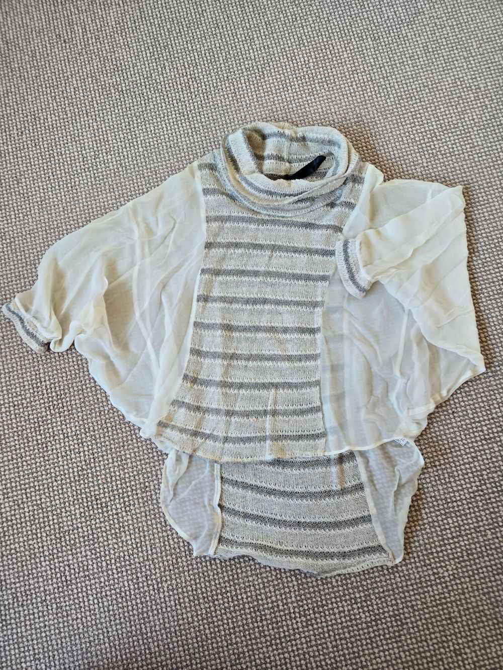 Taylor White Striped Knit Top