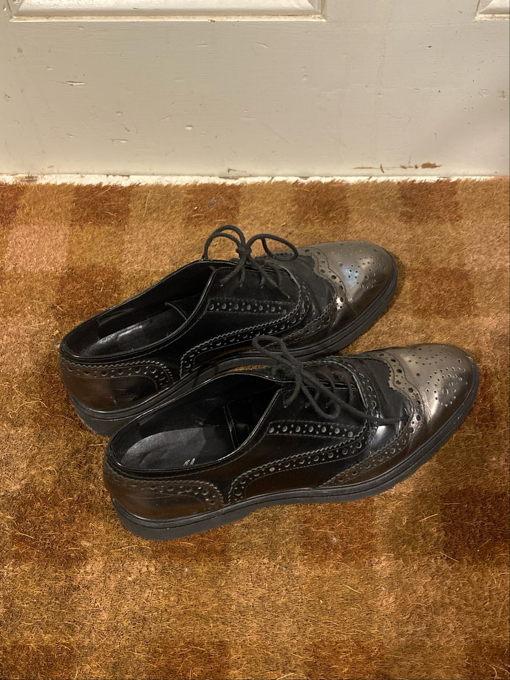 Italian Leather Black and Gold Brogues