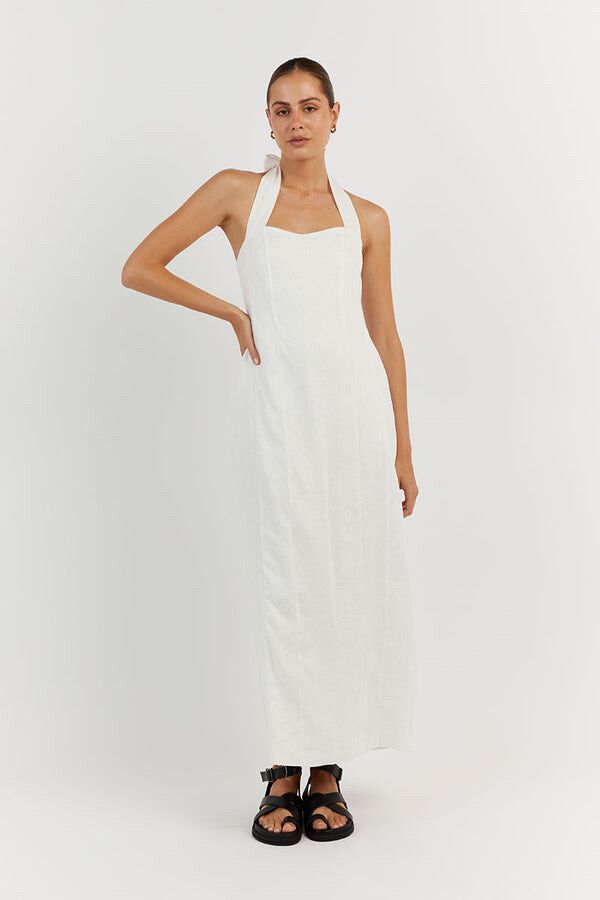 DISSH - Dissh Dress - WILLOW WHITE LINEN LONG DRESS on Designer Wardrobe