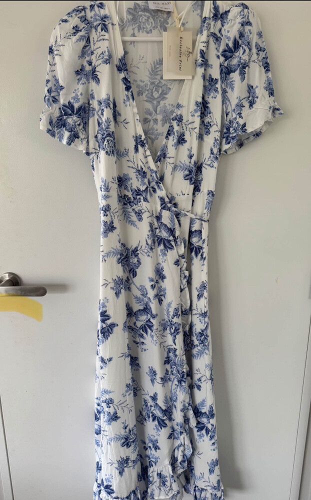 Blue Floral Wrap Dress
