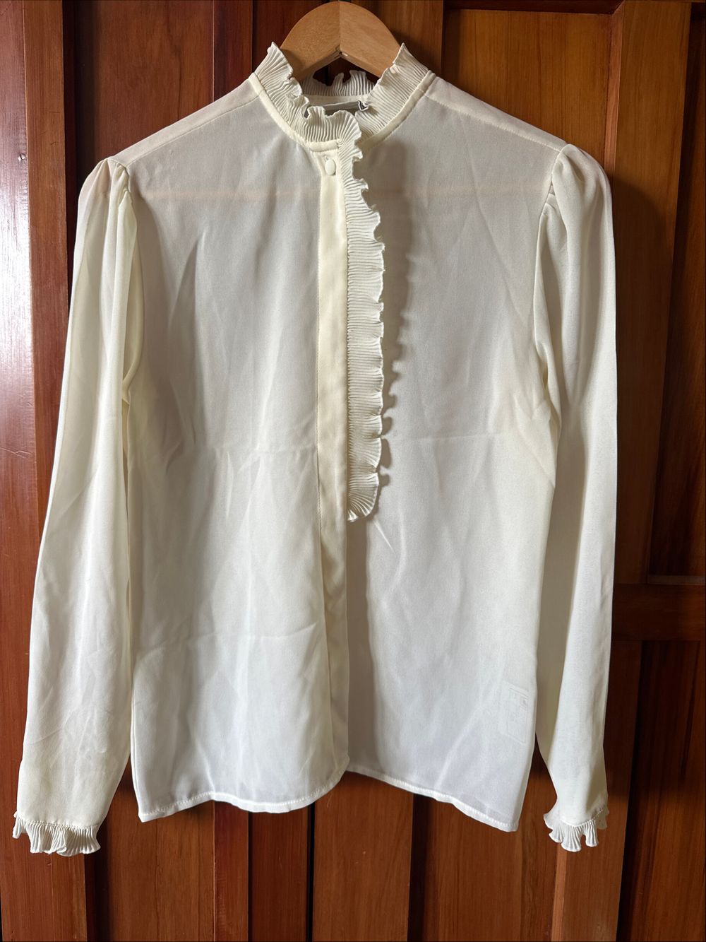 Pierre Cardin Cream Frill Shirt Size 10