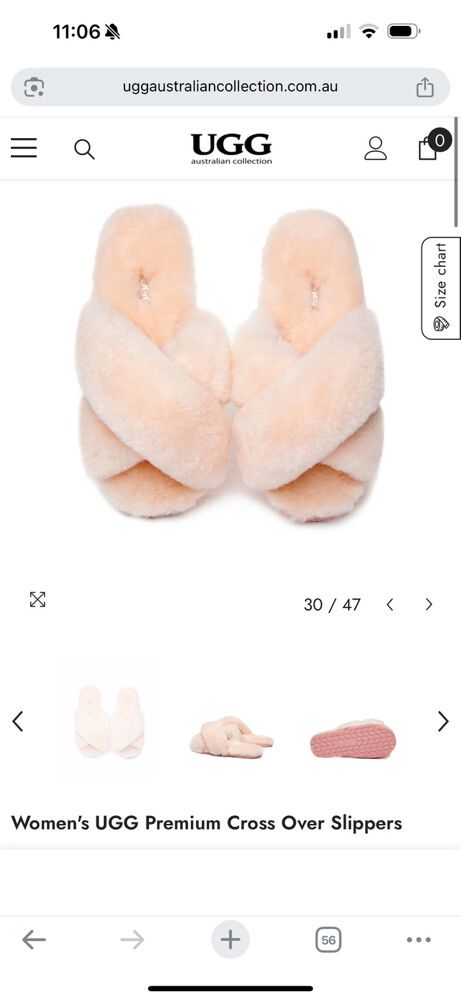 UGG pink fluffy cross over slippers