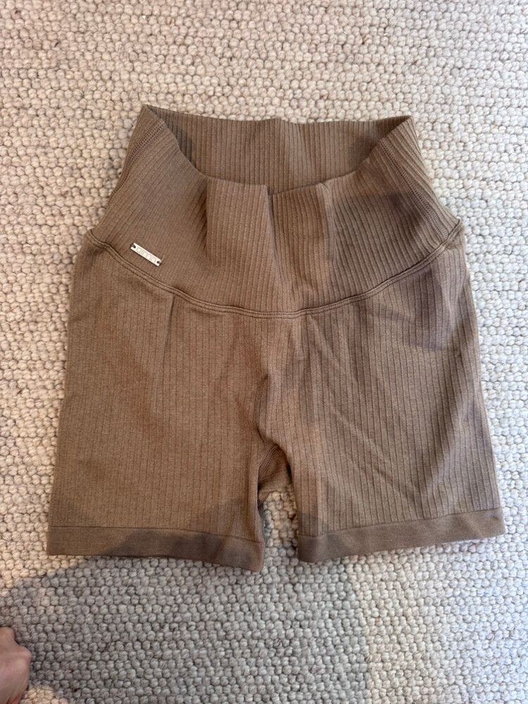 Aimn Brown Ribbed Knit Shorts