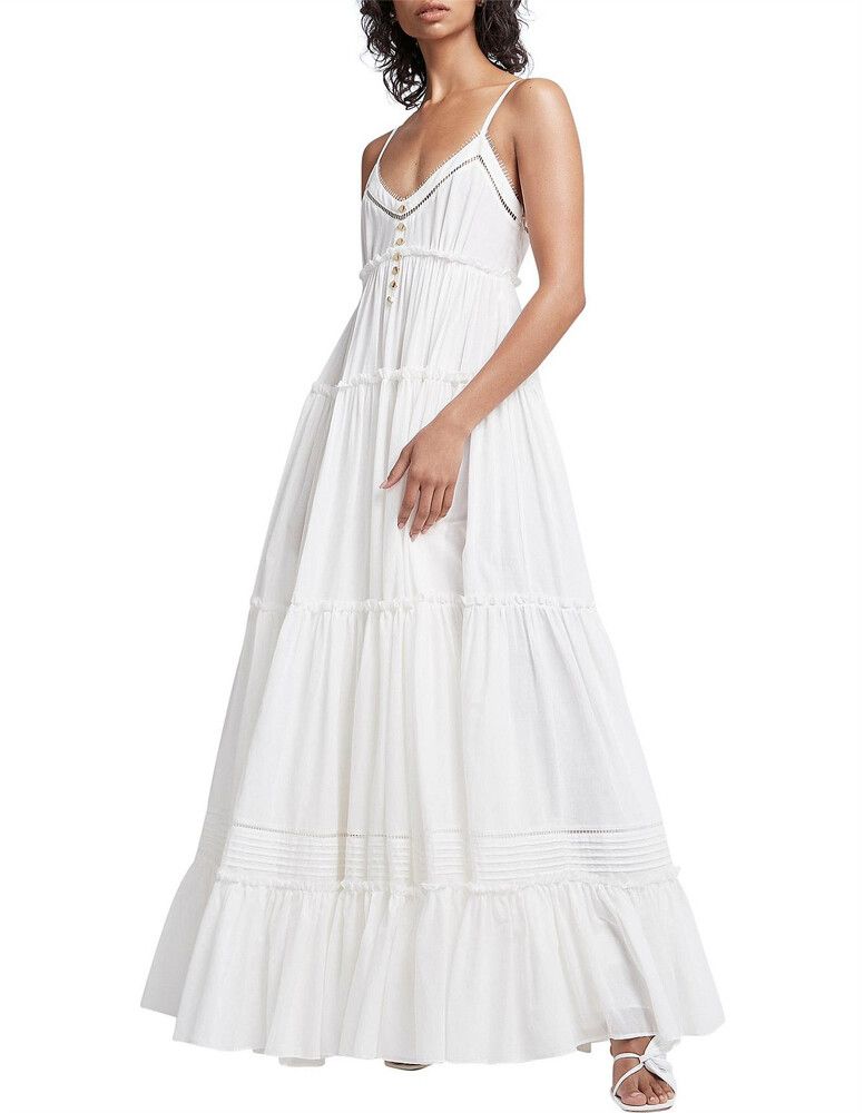 AJE Sketch White Cotton Maxi Dress - Size 6